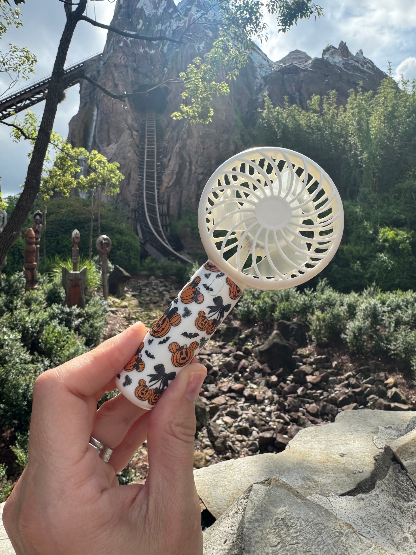 Pumpkin Patch 3 Speed Portable Hand Fan with Tabletop Stand