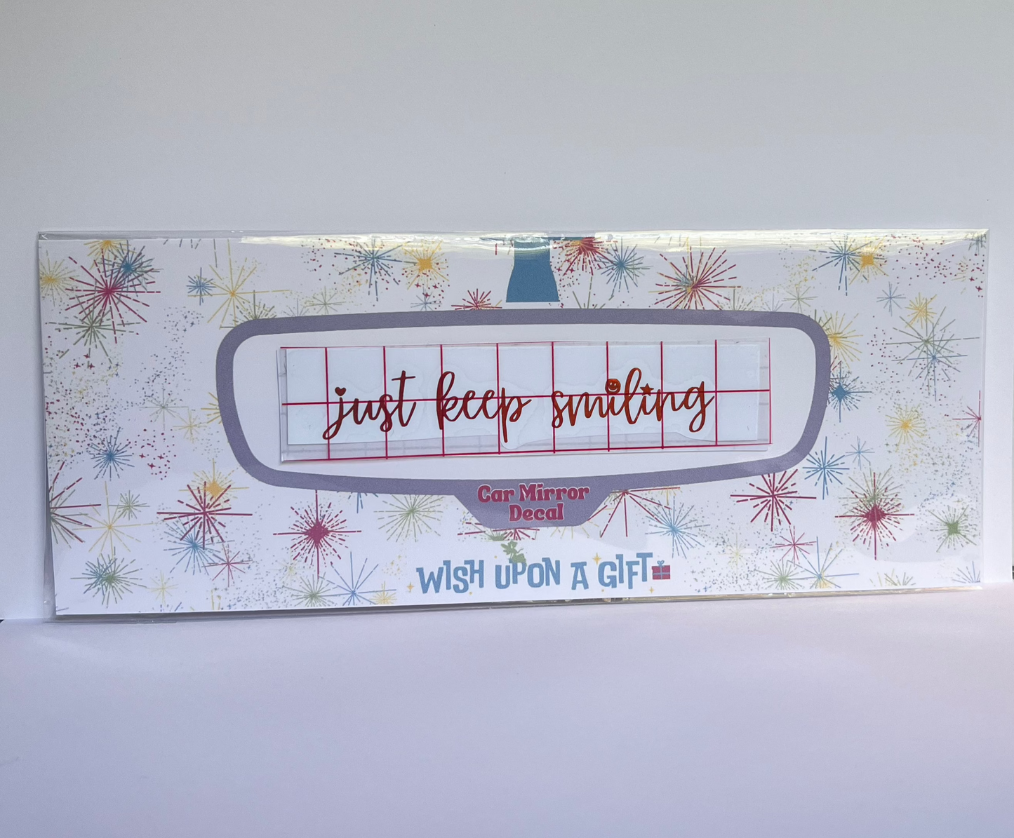 Just Keep Smiling Mirror Decal - Rear View Mirror Decal