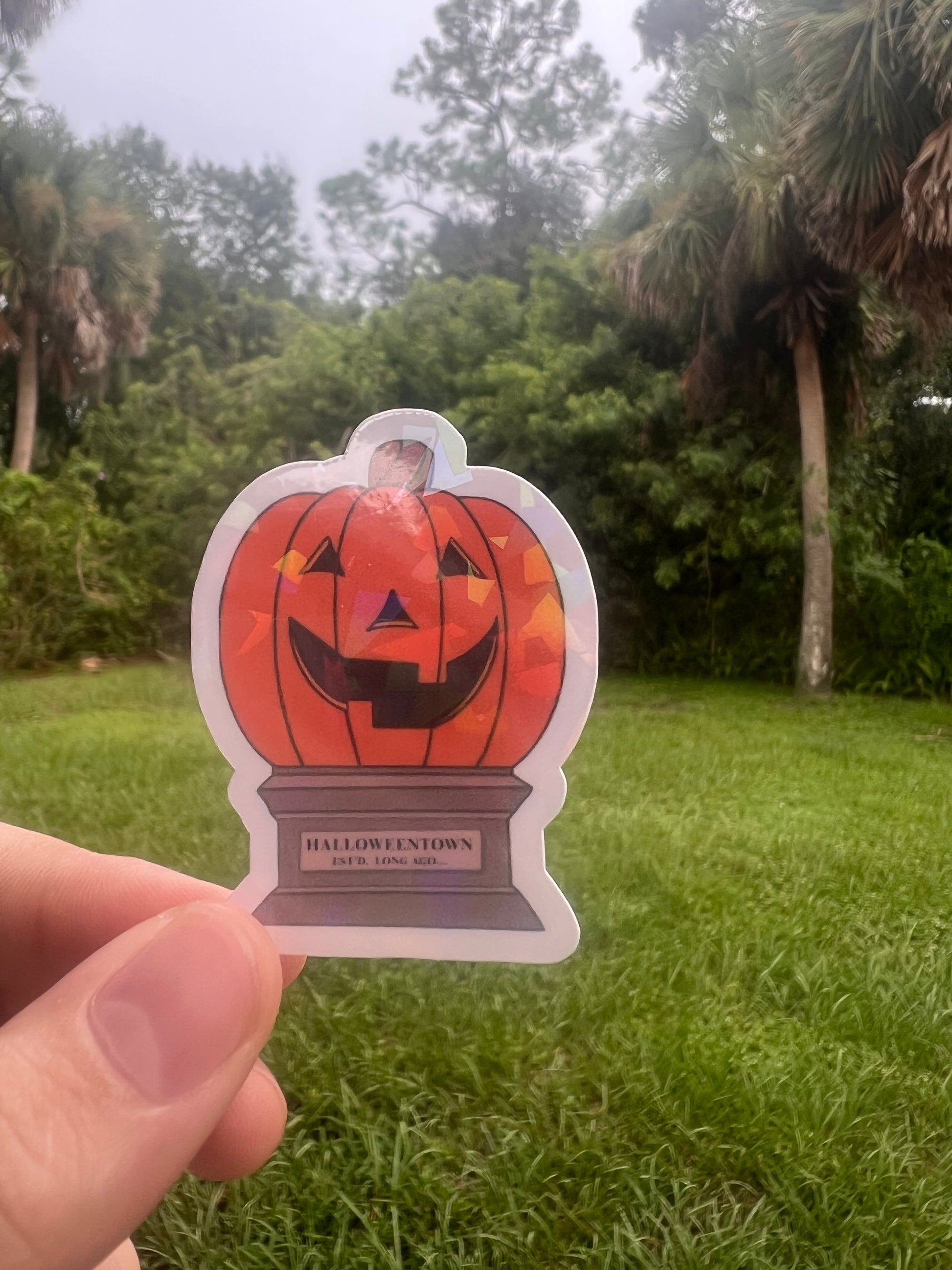 holographic Halloweentown pumpkin sticker