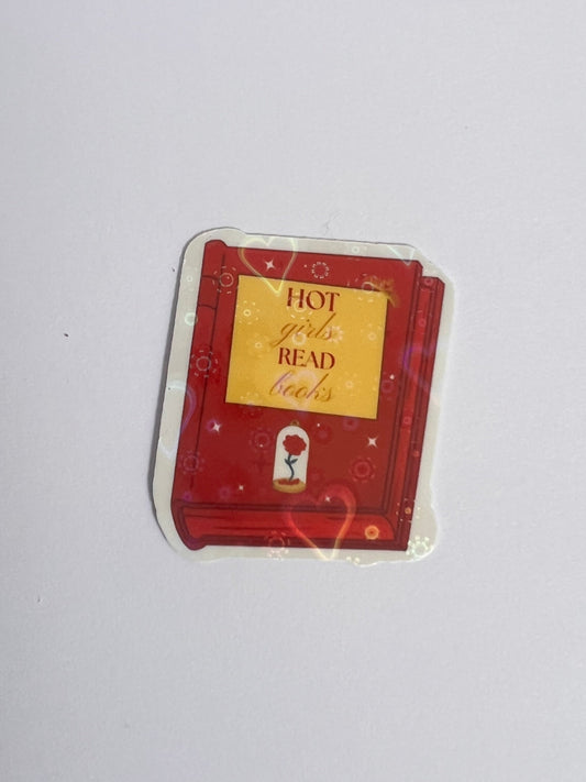 Hot Girls Read Books Holographic Sticker